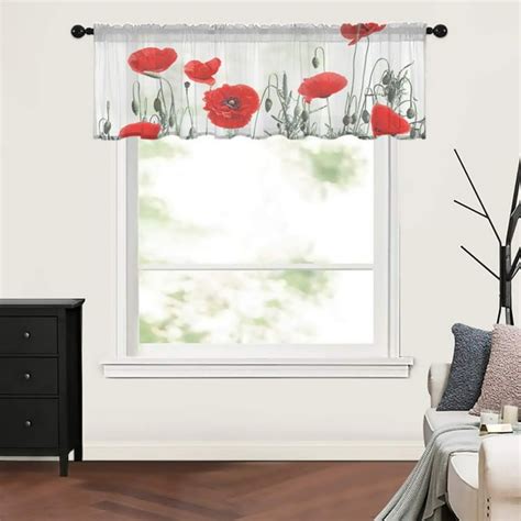 DESIGN & STYLE Voile Semi Sheer Curtain Valance with Cascading Ruffle Edge. . Sheer curtains with valance